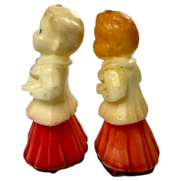 Gurley Christmas Candles Lot of 2 Choir Boys Carolers Vintage Label MCM 5" Unlit - Picture 4 of 8